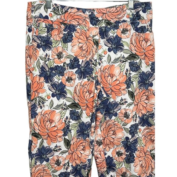 Ruby Rd Floral Cropped Stretch Jeans Women’s 12 Capris Boho Casual - Picture 2 of 12